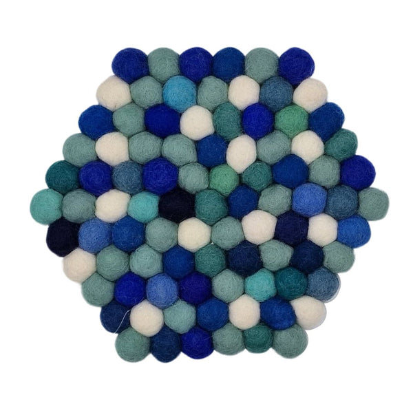 Filz-Untersetzer, Trivet, 20 cm, Blau-Mix, 1er-Set
